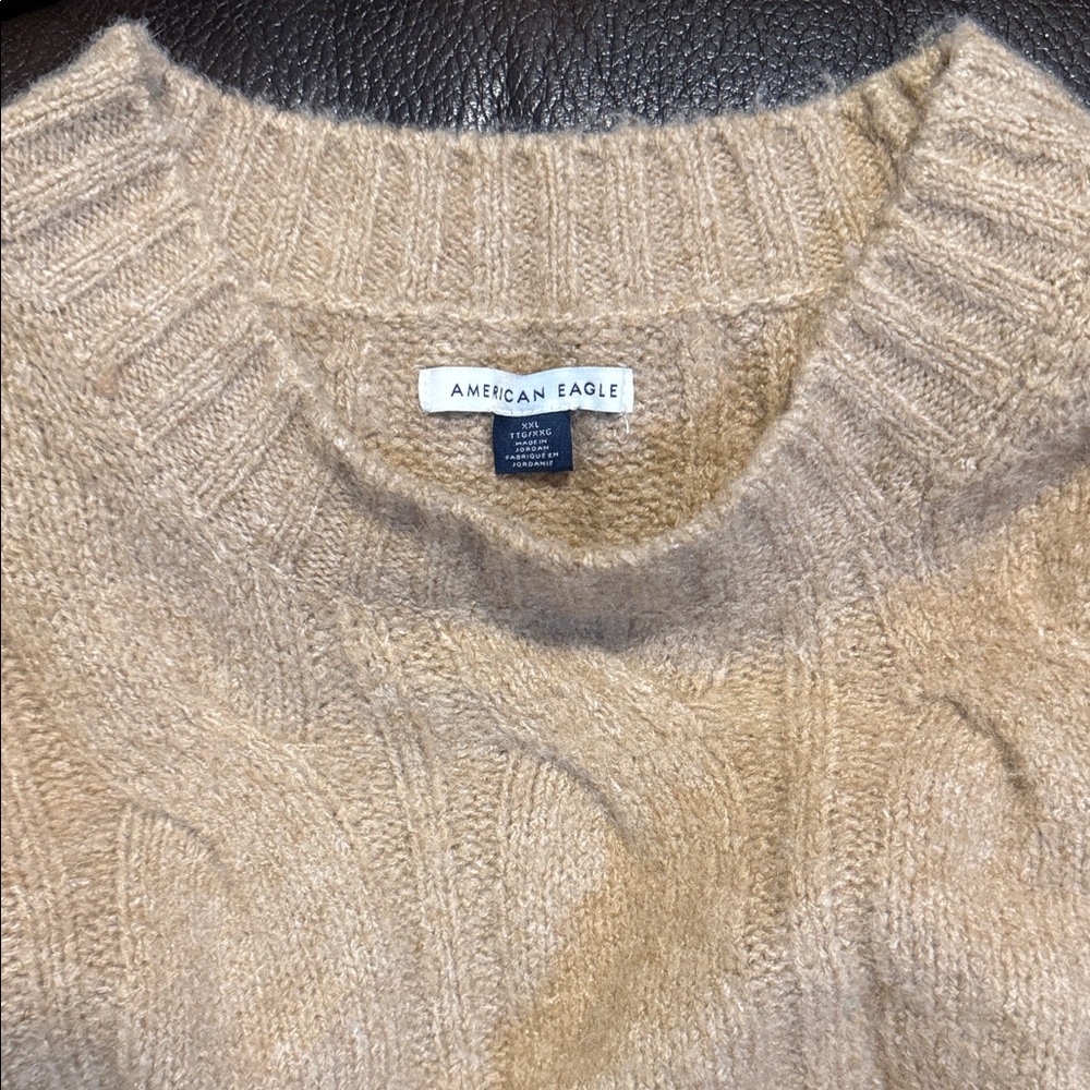 American Eagle Tan Cable Knit Sweater